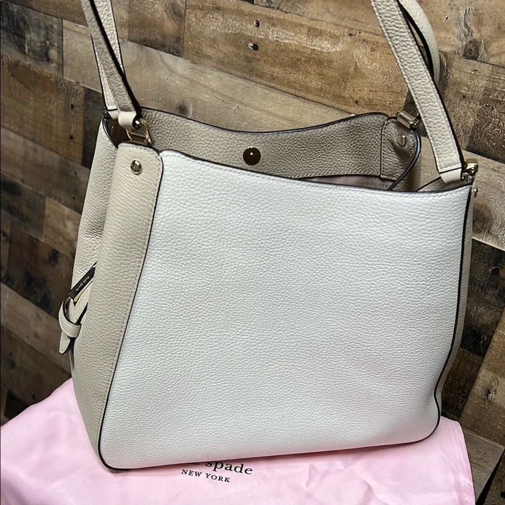 Kate Spade Leila‎ Light Sand Leather Triple Compartment Satchel Bag & wallet Set